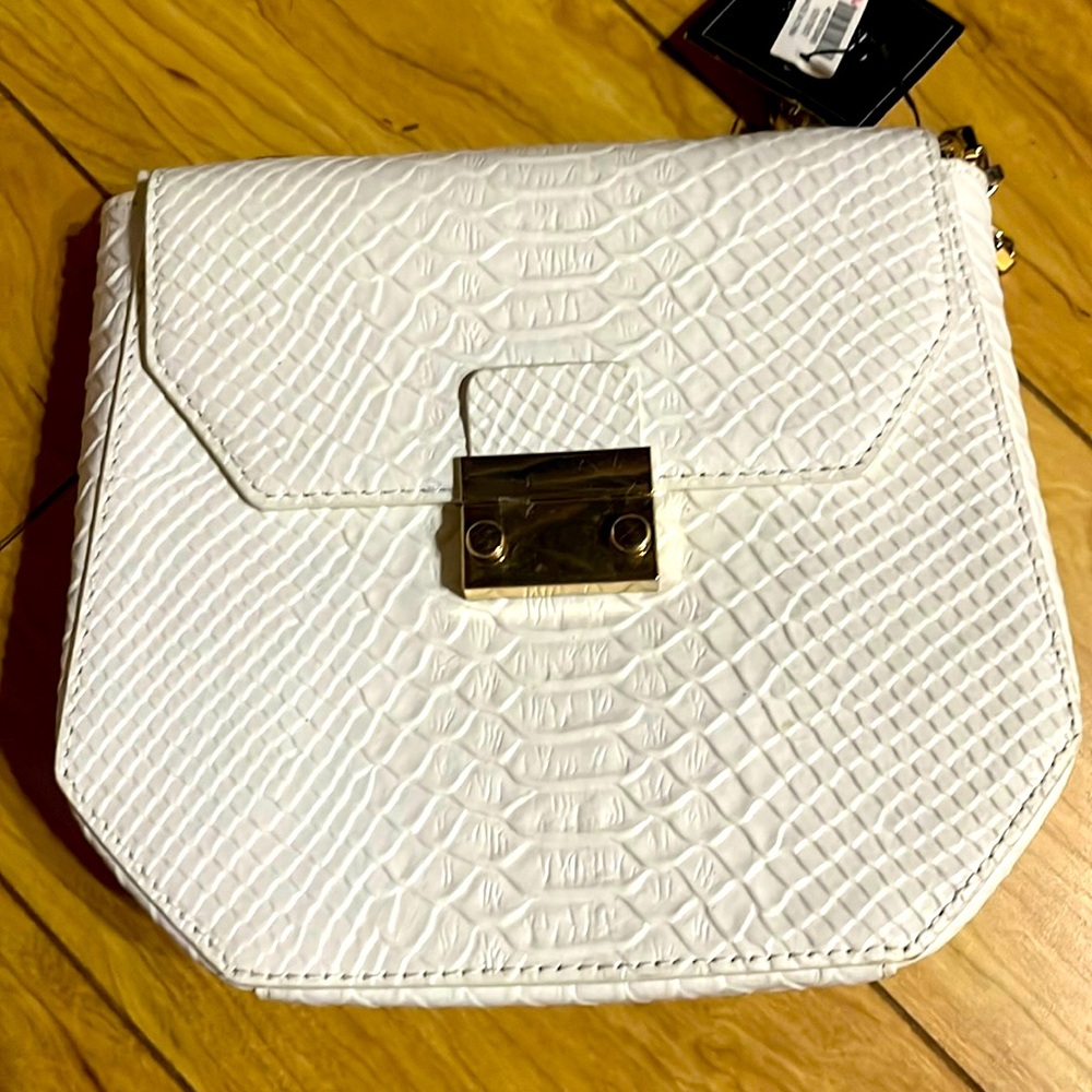 White House black market White clutch with chain